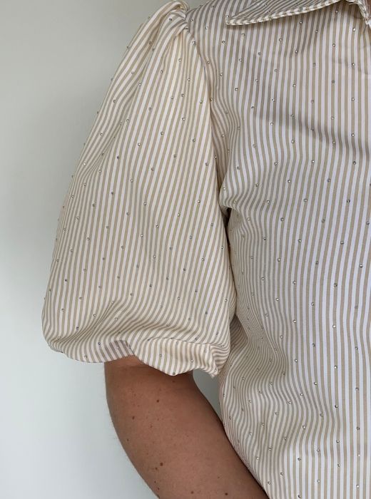 Strass wikkel blouse geel detail