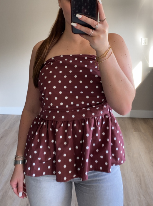 Dot bandeau top bordeaux