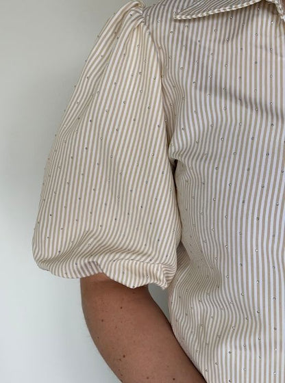 Strass wikkel blouse geel detail