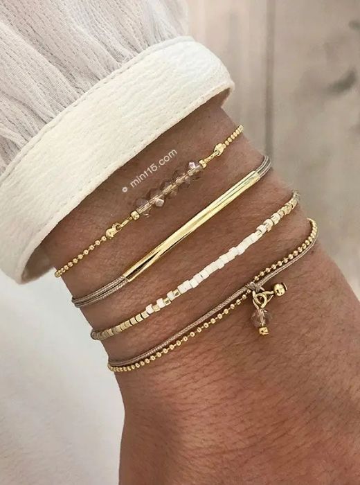 White Natural armbandenset